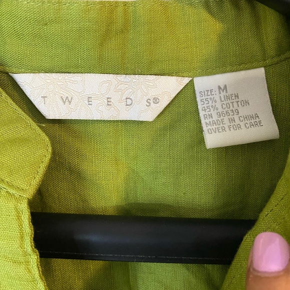 Tweeds Women’s Linen Blend Lime Green Women's Top size medium - Picture 4 of 8